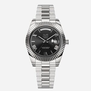 Elegant Silver Watch with Black Face